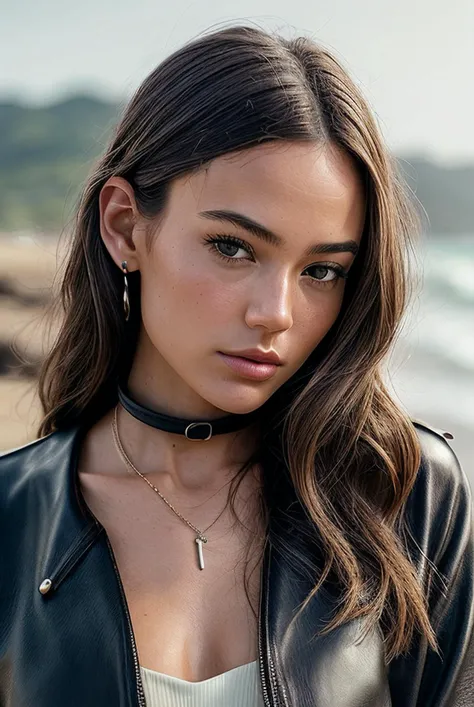 beautiful young woman (EP3ll4M3nd3ls0hn:.99), Beach waves, jewellery, ((portrait)), (closeup:1.2), ((from the waist up)), (( A modern, minimalist leather workshop, featuring sleek leather-working tools and a clean, professional design :1.2)), natural skin texture, (( Jumpsuit :1.2)), 24mm, 4k textures, soft cinematic light, adobe lightroom, photolab, hdr, intricate, elegant, highly detailed, sharp focus, ((((cinematic look)))), soothing tones, insane details, intricate details, incredibly_absurdres, hyperdetailed, low contrast, soft cinematic light, exposure blend, hdr, faded, now, ("I've got a bad feeling about this.":1.1)