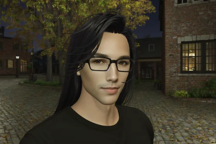 <lora:Tobias:1> (masterpiece, best quality, ultra-detailed, highres), perfect face, side lighting, lustrous skin,(bloom), (shine), lighting, ray tracing,  glasses, solo, 1boy, male focus, looking at viewer, outdoors, black shirt, blue hair, smile, shirt, night, building, tree, green eyes, lips, long hair, depth_of_field, very detailed background, highly detailed background, Masterpiece, Ultra detailed, great composition, (close up), extremely delicate and beautiful,(Highest picture quality), (Master's work),   depth of field, solo, extreme light and shadow, masterpiece, rich in detail, (fine features), (highest quality), (masterpiece), (detailed eyes), (beautiful) detailed, beautiful detailed eyes,(straight-on),  (extremely detailed CG unity 8k wallpaper),(masterpiece), (best quality), (ultra-detailed), (best illustration),(best shadow),perfect lighting , perfect anatomy , vivid colors