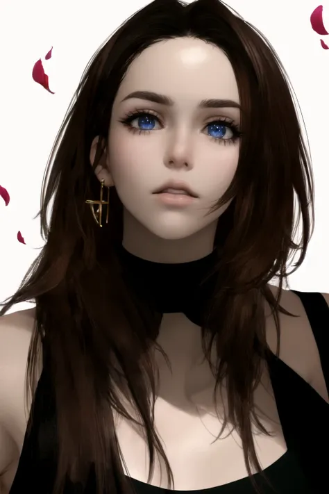 <lora:KitchXvoor_Final:0.8>  Kitch Xvoor, (masterpiece, best quality, ultra-detailed, highres), perfect face, sidelighting, lustrous skin,(bloom), (shine), lighting, ray tracing, sci-fi, blue eyes, brown hair, long hair, earrings, jewelry, wearing a black shirt, shirt, looking at viewer, depth_of_field,very detailed background, highly detailed background, Masterpiece, Ultra detailed, great composition,Dynamic angle,extremely delicate and beautiful,(Highest picture quality), (Master's work),   depth of field, solo, extreme light and shadow, masterpiece, rich in detail, (fine features), (highest quality), (masterpiece), (detailed eyes), (beautiful) detailed,beautiful detailed eyes,(straight-on), upper body, cyberpunk:1, flower petals falling, (extremely detailed CG unity 8k wallpaper),(masterpiece), (best quality), (ultra-detailed), (best illustration),(best shadow),perfect lighting , perfect anatomy , vivid colors,  (masterpiece),