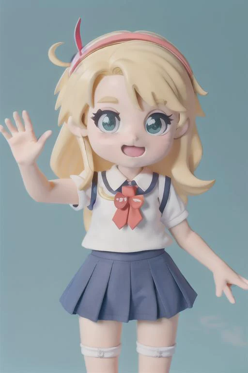 1girl, , himenoa, :3, school uniform, school, waving, <lora:himesakaNoaCharacterLora_v10:1>, 80's anime style, claymation