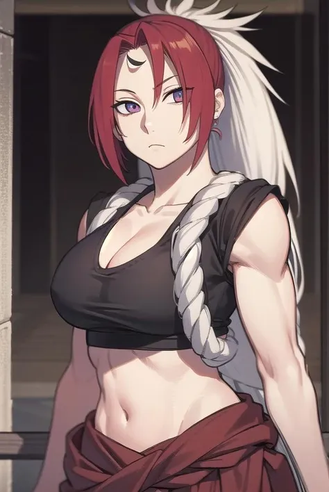 tsugaileft, <lora:left-lora-nochekaiser:1>,
left, long hair, ponytail, midriff, crop top, white hair, red hair, (large breast:1.2), cleavage,
BREAK ,
BREAK looking at viewer,
BREAK ,
BREAK <lyco:GoodHands-beta2:1>, (masterpiece:1.2), best quality, high resolution, unity 8k wallpaper, (illustration:0.8), (beautiful detailed eyes:1.6), extremely detailed face, perfect lighting, extremely detailed CG, (perfect hands, perfect anatomy),