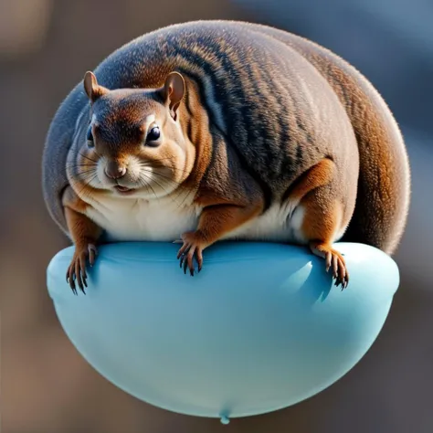 Floating balloon shaped like a <lora:Round_animal:0.8> round animal Squirrel, cute in twilight zone, (Masterpiece:1.3) (best quality:1.2) (high quality:1.1)