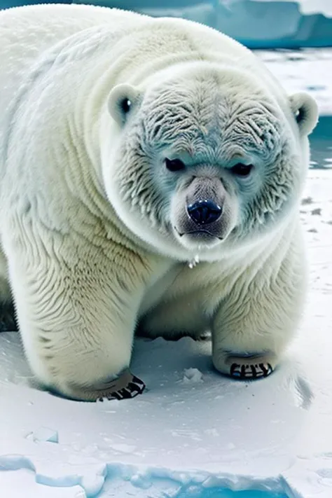 round animal, cute fluffy polar bear, <lora:Round_animal:0.9>, antarctica, nature, national geographic