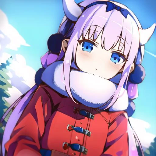 1girl, kamui, big red winter coat, <lora:kamui-01:1>