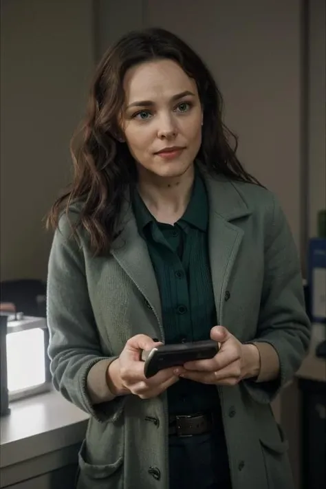 masterpiece, best quality, cinematic, volumetric lighting, very detailed, high resolution, sharp, sharp image, 4k, 8k, 35 mm,
<lora:rachelmcadams_lora_smf_v2-000003:0.9>, 1girl, r4c83lm2a6-smf talking by phone on an hospital, green doctor coat, makeup