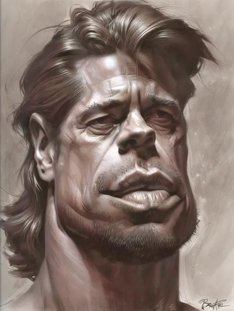 a upper body portrait of Brad Pitt by artgerm and wlop, intricate detail, digital art, photorealistic, trending on artstation
<lora:sk-kru3ger_style:1>