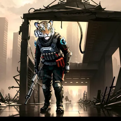 (((solo female tiger girl present her pussy. 1.5))),(full body),(anthro furry:1.5) (white belly fur 1.1) ((nsfw)), explict, (extremely detailed CG unity 8k wallpaper), (masterpiece), (best quality:1.2), (highres), (illustration:1.1), (cinematic light:1.1), finely detailed, intricate details, (best illustration), 8k resolution, intricate details, best quality, realistic, ultra-detailed, best illumination, best shadow, ultra-HD, cryengine, ultra hd, (detailed reflection), detailed shadows, (((intricate details))), smooth, ((perfect shading)), high quality metal texture, metallic luster, highly detailed illustration, (semi realistic:1.6), (wide_shot:1.2), a futuristic city , fire explosion in distance, smoke rising over skyscrapers after nuclear explosion at , wet road, puddle, (((ghost recon inspired))), street view, dynamic camera angle, (warzone), (((high quality detailed ruins))), (depth of field), ((cinematic lighting)), ((horror)), ((dark fantasy)), lovecraftian, spot color, monotone, red, splashing blood, (best illumination), (hyper intricate details), ((ultra-detailed)), 4k unity, (extremely detailed CG:1.2), (8k:1.1), ((landscape view)), Artstation, ((by sui ishida, by Wenjun Lin, by stefan morrell)), dystopian art, apocalypse art, ((semi-realistic)), (realism), (dynamic), (nixeu_basic2:0.5),trending on artstation, anthro, , kemono , bare feet, furaffinity, masterpiece, sweat, dirty , detailed anime eyes, 4k, 8k, hires, (e621)