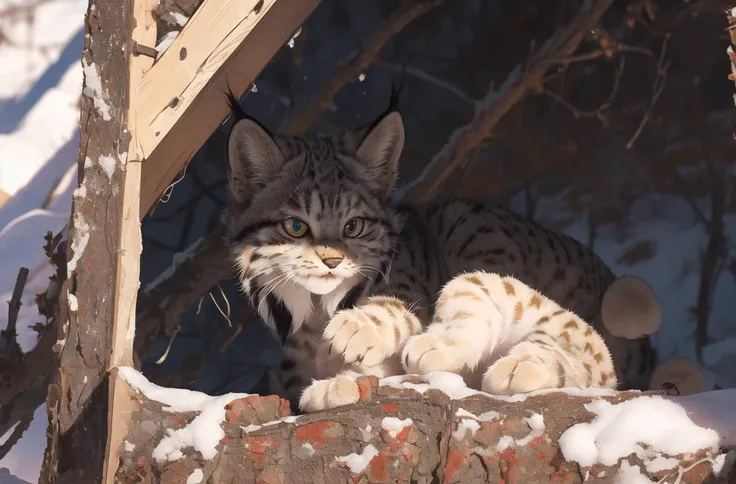 masterpiece, best quality,highres,perfect lighting,4k,hdr,big paws,(big hat:1.2)
lynx,lynxcat,sheli,canada lynx,(kitten:1.3),short tail,big eyes,looking at viewer,
<lora:Lynx:0.8>