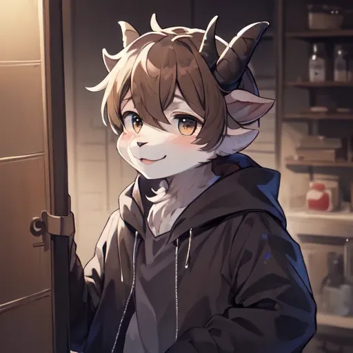 ((solo)), charming scene of a (Anthro furry) (goat_boy:1.5),(brown_fur:1.5).
