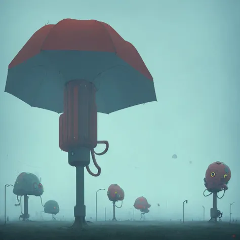 <lora:Simon_Stalenhag_TFTL-000003:1> Simon Stalenhag, umbrella