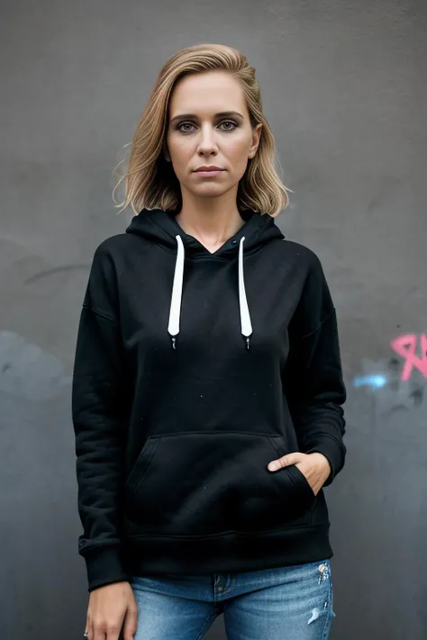 a digital photograph of beautiful (KW116:1.1) woman,as a beautiful skater girl,wearing a (black hoodie:1.3) and (tuscany yellow cutoffs:1,1),holding a can of brawndo thirst mutilator sports drink,standing against a wall with (graffiti art by Banksy:1.2),in a narrow cobblestone alleyway,skateboard,(dark brown lipstick,makeup and eyeshadow:1.1),(low angle),fashion magazine photoshoot,as seen in (vogue magazine),sharp focus,detailed eyes,(highly detailed),(HDR),(8k wallpaper),colorful,vivid color,intricately detailed,high contrast,highres,absurdres,hyper realistic,8K UHD DSLR,Fujifilm XT3,taken with (Canon EOS 1Ds camera),extremely intricate,dramatic,(looking at viewer),4k textures,elegant,(cinematic look),hyperdetailed,cyberpunk style,PA7_Portrait-MS,<lora:KW116_04A-000002:1.0>,