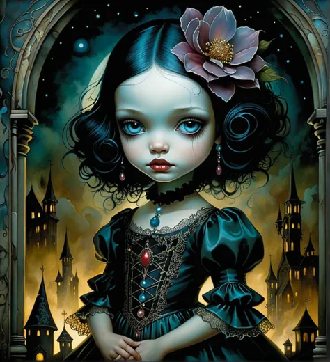 Editorials 1girl, Highly detailed Painting by Ben Templesmith and Jasmine Becket - Griffith, dark aesthetic