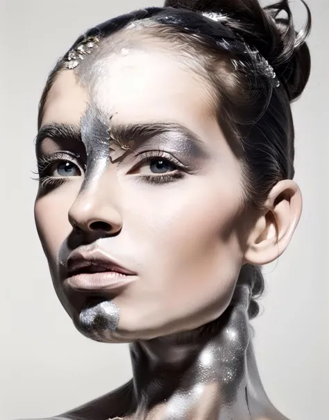 Master p,Portrait of 1 girl, Silver skin,White background <lora:SilverBody:1> <lora:add_detail:1>