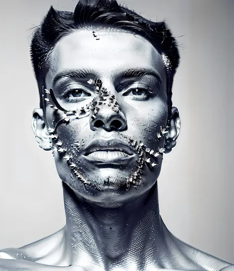 a man wearing kintsugi bodypaint, kintsugi bodypaint <lora:kintsugi:1>