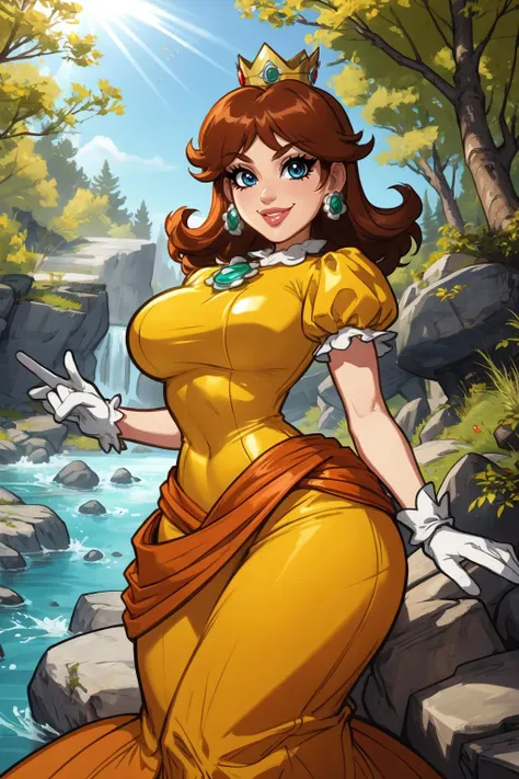 (1girl, VilmaFlintStone:1), cute, (white dress, orange hair, jewelry, hair bun, necklace:1.2), looking at viewer, (from below:1), (curvy), light smile, sexy,(cartoon:1.2),
(detailed background, particles, rocks, prehistoric, cave:1), (cowboy shot:1), dynamic pose,
(masterpiece:1.2), (best quality, highest quality), (ultra detailed), (8k, 4k, intricate), (50mm),
<lora:3DMM_V7:0.5> <lora:VilmaFlintStone_Character:0.8>