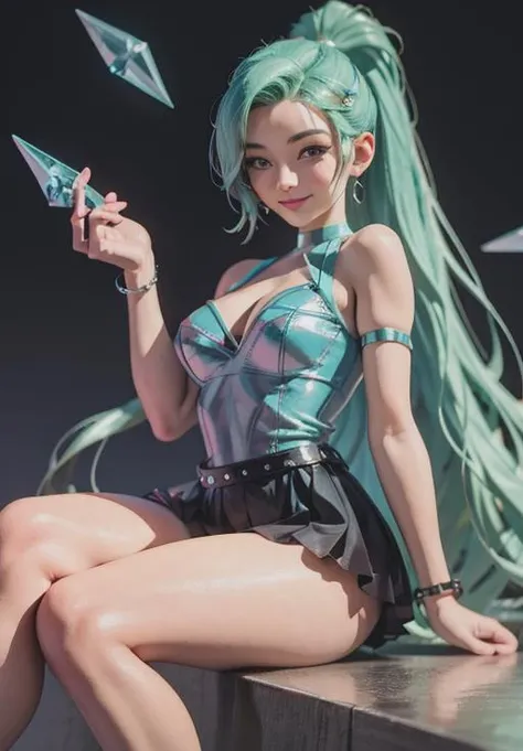 <lora:kda_seraphine:0.8>,kda_seraphine, smirk, sitting