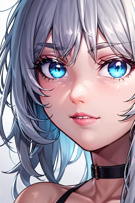 masterpiece, absurdres , 1girl,<lora:Poli:0.6>,(best quality, high quality, high resolution), realistic, ultra-detailed, highly detailed face features, absurdres, grey hair, realistic lighting and reflections, highly detailed face features