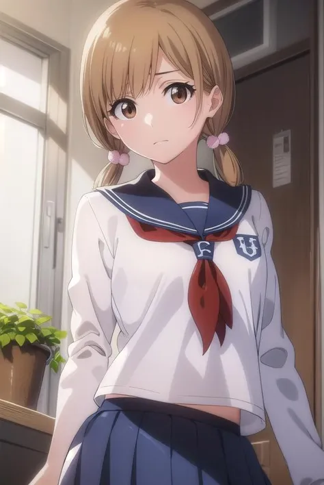 bleachyuzu, <lora:bleachyuzu-lora-nochekaiser:1>,
yuzu, short hair, brown hair, (brown eyes:1.5),
BREAK twintails, short twintails, school uniform, serafuku, neckerchief, red neckerchief, skirt, blue skirt, pleated skirt, long sleeves, white shirt, shirt, sailor collar, blue sailor collar,
BREAK looking at viewer, full body,
BREAK indoors, classroom,
BREAK <lyco:GoodHands-beta2:1>, (masterpiece:1.2), best quality, high resolution, unity 8k wallpaper, (illustration:0.8), (beautiful detailed eyes:1.6), extremely detailed face, perfect lighting, extremely detailed CG, (perfect hands, perfect anatomy),