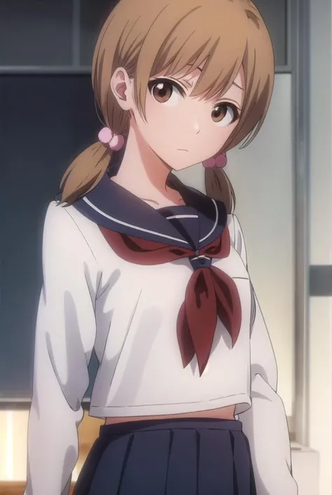 Koizumi_hanayo,Official Art,Perfect body,Perfect limbs,Otonokizaka uniform,Drenched in sweat,Sweaty, Heavy breathing,Red face,Dull Hair,Disgust,anger, Are standing , Exposed armpits, Exposed crotch, Exposed groin, Exposed pubic bone,Ahoge,((Skirt Lift)),Panties in full view