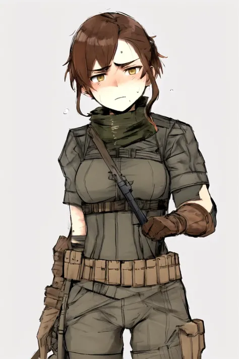 <lora:Shink4wa:1.1>,Shink4wa,wet ink brush,six color palette,soldier hero woman,sketch,subtle inking,olive,brown