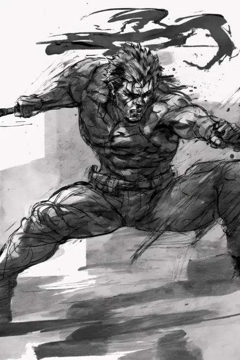 <lora:Shink4wa:1.1>,Shink4wa,wet ink brush,four color palette,action hero,sketch,subtle inking