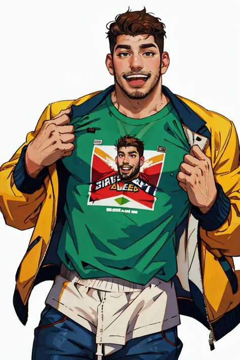 candid photograph, plump dg_Miguel <lora:dg_Miguel_v1:0.8> 26yo man, stubble, , homoerotic, detailed realistic face, jacket, t-shirt, pants, autumn, laughing,