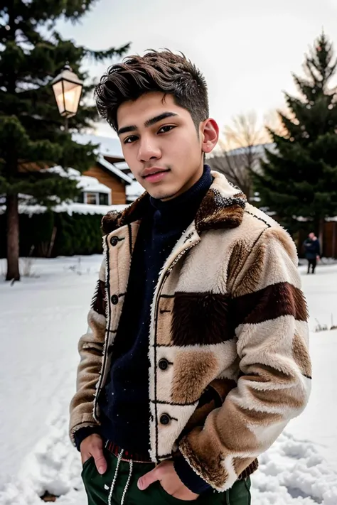 NSFW candid photograph, dg_Luis 18yo 1boy, homoerotic, detailed realistic face, (stubble), winter, snowball fight, playful, coat, pants
<lora:dg_Luis_v1:0.8>,