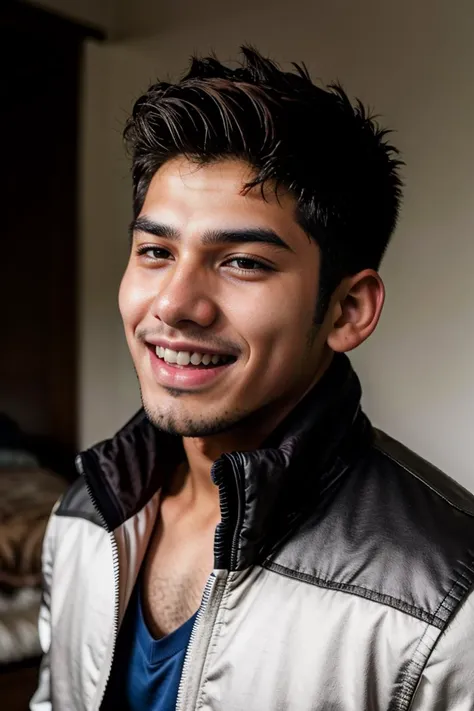 NSFW candid photograph, dg_Luis 18yo 1boy, homoerotic, detailed realistic face, (stubble), jacket, pants, autumn, laughing,
<lora:dg_Luis_v1:0.8>,
