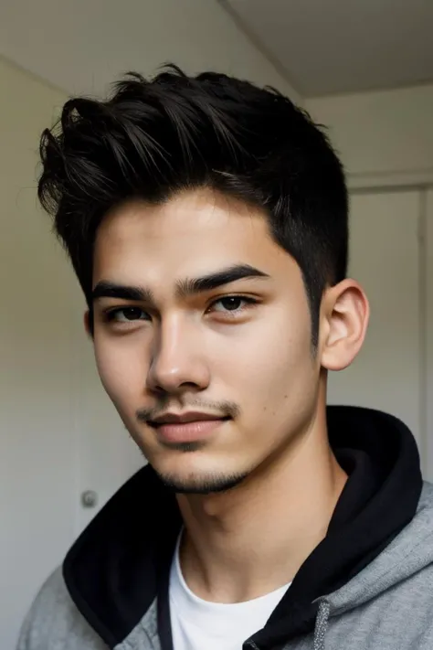 candid photograph, slender dg_Luis <lora:dg_Luis_v1:0.8> 18yo 1boy, stubble, , homoerotic, detailed realistic face, anarchist, black hoodie, riot,