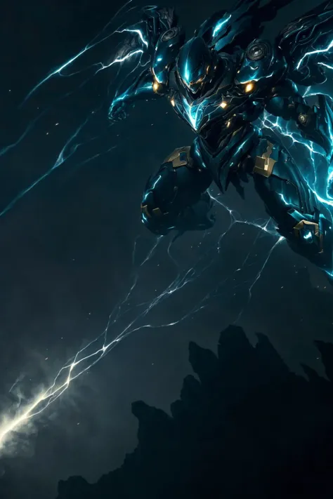 1robot flying , glowing eyes, glowing armor, blue mecha \(mjstyle\) zhongfenghua, wings ((cinematic lighting, high key, dark shadow, high contrast, )) (reflective , hard surface, omit details, ) smoke, fire, explosions,energy beams
masterpiece, high quality, dynamic angle, dynamic pose , weapon, (photorealistic:1.5) depth of field, dark sky, forest
<lora:mecha(mjstyle):0.3> <lora:zhongfenghuaxiyou-000018:0.7> <lora:epiNoiseoffset_v2:1>