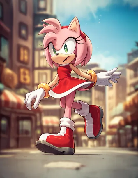 score_9, score_8_up, score_7_up, score_6_up, score_5_up, score_4_up, source_anime,  AmyRose, running down a street