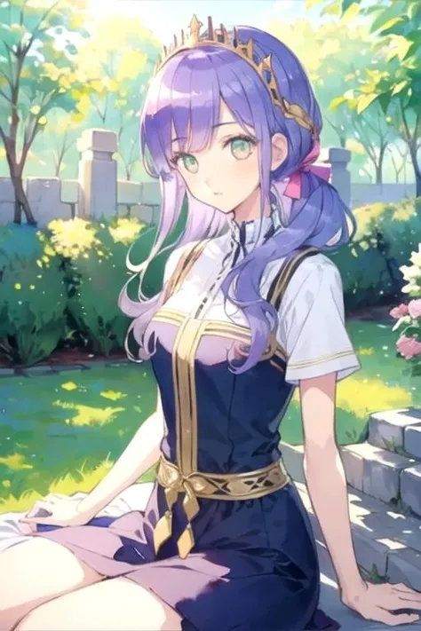 masterpiece, best quality, sketch, 1girl, solo, looking at viewer, , , (watercolor illustration, soft pastel colors:1.1), , <lora:mako_saitou:0.72>, mako_saitou, purple hair, green eyes, cleopatra costume, ancient rome,