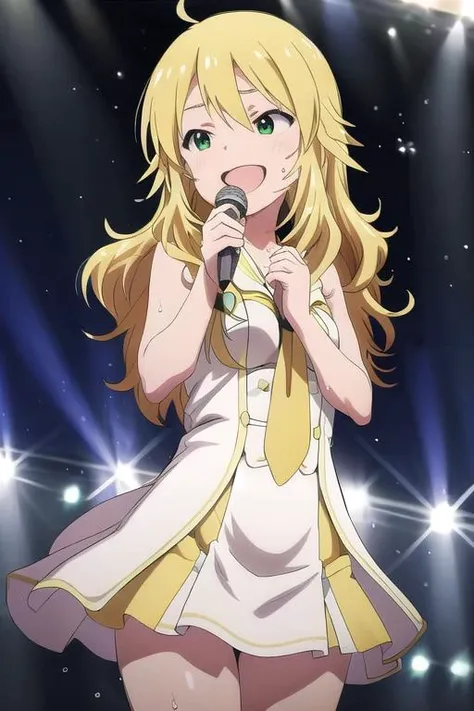 masterpiece, best quality,ultra detail,<lora:GoodHands-vanilla:0.8> <lora:anmnr01:0.3> <lora:add_detail:0.5>, <lora:miki-idolmaster:0.7>,miki hoshii,singing,sweat,shiny eyesshiny hair,star effect,smile,stylish angle