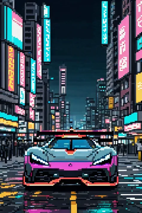 vaporwave style, hypercar, cyberpunk city, intricately detailed, deep color, 8k resolution, photorealistic, masterpiece, cinematic lighting