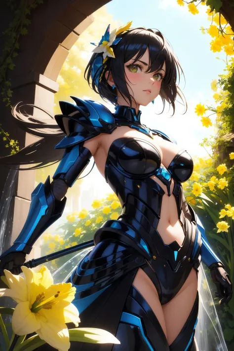 1girl, epic Renderman, Abstract Art, hyper detailed, wide angle of a Mecha-Misshapen zebra print [Moorish|Dwarven] ([Daffodil|Ivy]:1.3) , it is made from Orchard, it has ornate details, detailed CineColor background, dense space with Waterfall, Summer, Sharp and in focus, high contrast art, (dark art stylized by Pierre Soulages:1.2) , Energetic, soft light, F/2.8, Fujifilm Superia, vignette, sgraffito, in the style of Starry Night, award winning, arthouse