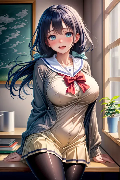 <lora:lcm_lora_sd15:1>,
(masterpiece,best quality,8k,beautiful and aesthetic:1.2),
solid-best-physical-appearance-perfect::2,
cosplay,(HUGE BREASTS:1.2),wind,(floating hair:1.2),PERFECTEYES EYES,narrow_waist,slender,skinny,(dynamic_angle),(sexy posture),
<lora:(}PWSYHf/R)gq	hh<.Tougou_mimori-10:0.8>,
green eyes,black hair,long hair,hair over shoulder,hair_bow,
full-face blush,blush,embarrassed,smile,open mouth,
cardigan,(open_cardigan:1.2),red_bow,school uniform,sailor_collar,serafuku,long_sleeves,dress,black pantyhose,
indoor,
<lora:[R]Xn}0{LORA.add_detail:0.2>,
<lora:[OMQ*S][vw<w[.locon_perfecteyes_v1_from_v1_64_32:0.6>,