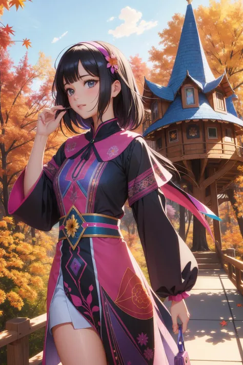 1girl, (designed by Agnes Lawrence Pelton:1.2) and (Daniel F. Gerhartz:0.7) , colorful 3d blender render, behance, Studio shot of a Offensive 2500's ([Squirrel:Treehouse:3]:1.3) , Draconian Pedestrian tunnel in background, autumn mountains with Marigold, Sunny, shallow depth of field, Movie still, Cosy, masterpiece, Magical Realism, Neon Light, F/2.8, Mauve and dark black neon hue, (deep purple and Silver:0.7) , Batik, lots of details, artstation, asymmetrical