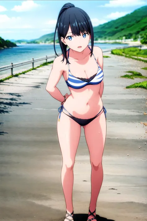 [[anime styled]],[[digitalart]],NSFW,1girl in,(Portrait),face focus/close up,park,(many cherry blossoms),Cherry blossoms are in full bloom,Cherry blossom petals dance and are scattered,strong windy,(hold the hair),standing,Tomomi_Xijing,black hair,hair ribbon, Short hair,(nude),(black bra,bra strap),(black panties),shoes,medium build,perfect anatomy,Smile,blush,best quality,master piece,Perfect Lighting,(strong light),((brighten the subject)),oily skin,cury:1.2,,Best Quality,anime screen cap,Flat color,cel shading,Panties,short torso,,
