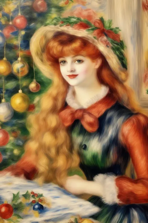 <lora:Pierre Auguste Renoir Style:1>Pierre Auguste Renoir Style - christmas paper in the style of renoir