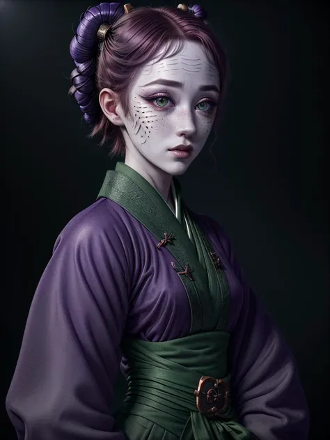 <lora:MadelynAI-000011:1> MadelynAI, portrait, ultra realistic, octane render, 8k BREAK
wearing an intricate fine detailed kimono , ultra realistic, octane render, 8k BREAK
(blackish scaly skin:1.1),black lips, black eye shadow,
(beautiful purple eyes), perfect anatomy,dragon horns
wearing an intricate fine detailed kimono , ultra realistic, octane render, 8k BREAK
(blackish scaly skin:1.1),black lips, black eye shadow,
(beautiful purple eyes), perfect anatomy,dragon horns