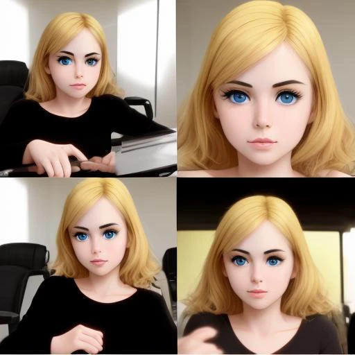 closeup a blonde girl , sequence