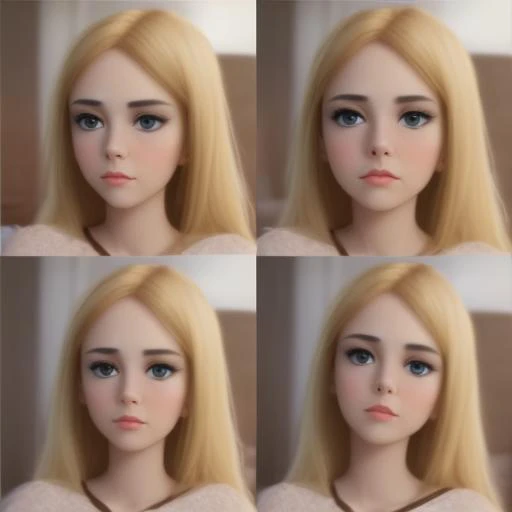 closeup a blonde girl , sequence