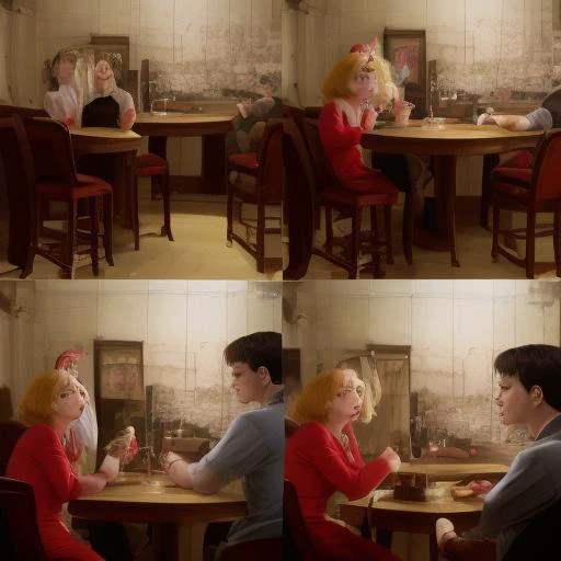 a sad clow at pub, (( sequence))