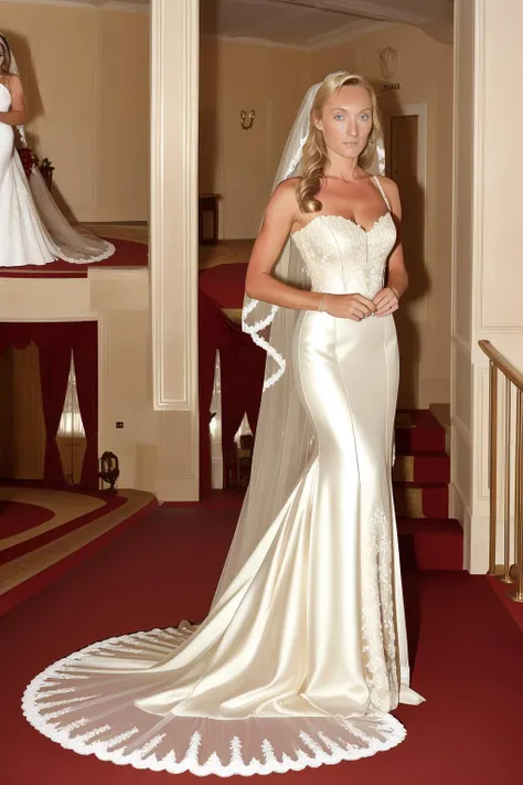 Qatar, 1980, 25 year old <lora:victoriasmurfit:1> victoriasmurfit, in a wedding dress, masterpiece, tack sharp, 4k, Nikon DSLR