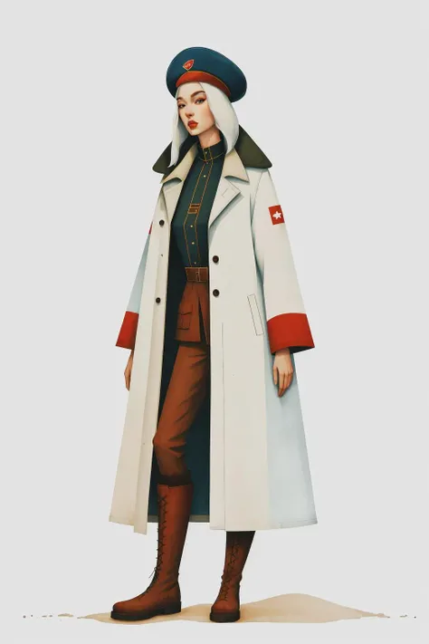 ankymoore, soviet style, watercolor, 2d, lineart,
coat, boots, hat,
(amia:0.4), long hair, white hair, slim, slender, looking up, large breasts, (masterpiece), (best quality:1.2), absurdres, intricate details, full body, night, (highly detailed skin:1.2),
<lora:ankymoore-04:0.95>