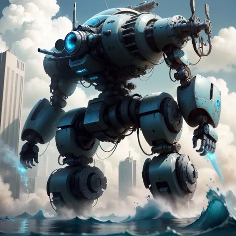 <lora:HydroTech-20:0.8>,hydrotech , scifi,
battle mech, cityscape,