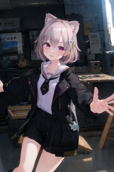 masterpiece, best quality, illustration, 4k, 8k, highly detailed, detailed face, HDR, vivid colors, natural lighting, 1girl, Nehru Jacket. rotated, :|, portrait, outstretched arms, (pool:0.6) <lora:theovercomer8sContrastFix_sd15:0.9> <lora:torasuchan:0.6>