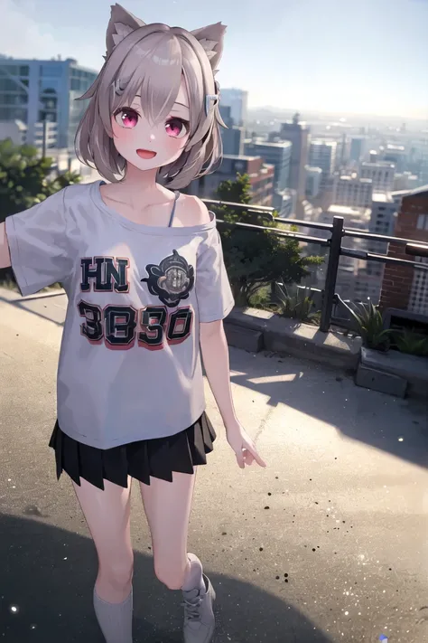 (masterpiece:1.5), illustration, 4k, 8k, (high quality:1.1), highly detailed, detailed face, HDR, vivid colors, natural lighting, \(1girl\), black hair, messy braided hair updo, oversized shirt, off shoulder shirt, <lora:oversizedShirt_v10:1>, pleated skirt, outdoors, standing in the grand canyon, smiling, <lora:theovercomer8sContrastFix_sd15:0.9> <lora:torasuchan:0.6>