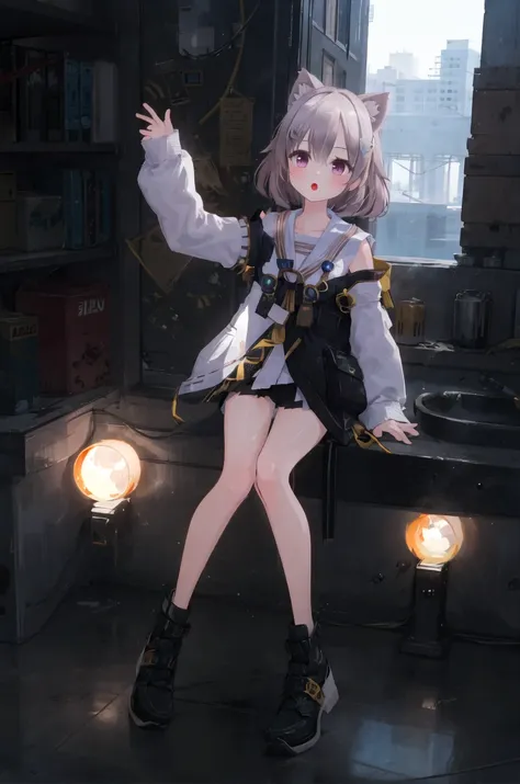 masterpiece, best quality, illustration, 4k, 8k, highly detailed, detailed face, HDR, vivid colors, natural lighting, 1girl, nontraditional miko. from below, :o, cropped arms, outstretched arms, (waterpark:0.6) <lora:theovercomer8sContrastFix_sd15:0.9> <lora:torasuchan:0.6>