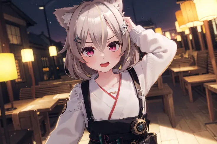 (masterpiece:1.5), illustration, 4k, 8k, (high quality:1.1), highly detailed, detailed face, HDR, vivid colors, natural lighting, \(1girl\), hakama. dutch angle, angry, close-up, arms behind head, (dock:0.6) {<lora:theovercomer8sContrastFix_sd15:0.9> <lora:torasuchan:0.6>